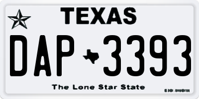 TX license plate DAP3393