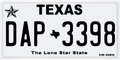 TX license plate DAP3398