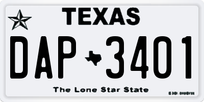 TX license plate DAP3401