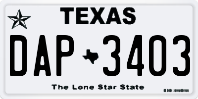 TX license plate DAP3403