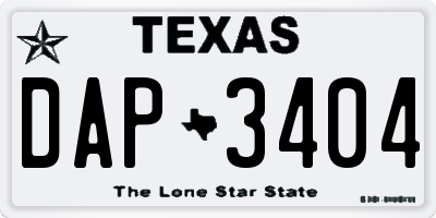 TX license plate DAP3404
