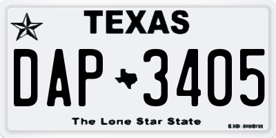 TX license plate DAP3405