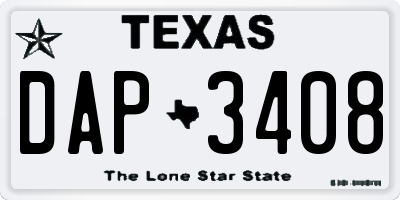 TX license plate DAP3408