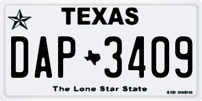 TX license plate DAP3409