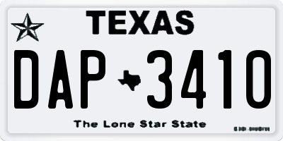 TX license plate DAP3410