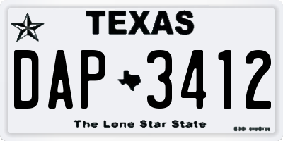 TX license plate DAP3412