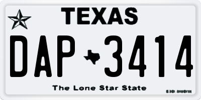 TX license plate DAP3414