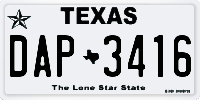 TX license plate DAP3416
