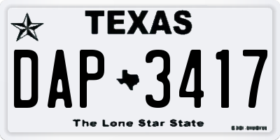 TX license plate DAP3417