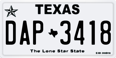 TX license plate DAP3418