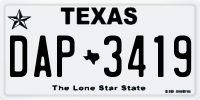 TX license plate DAP3419