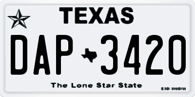 TX license plate DAP3420