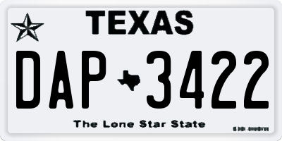 TX license plate DAP3422