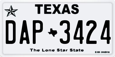 TX license plate DAP3424