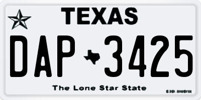 TX license plate DAP3425