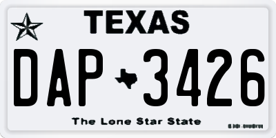 TX license plate DAP3426