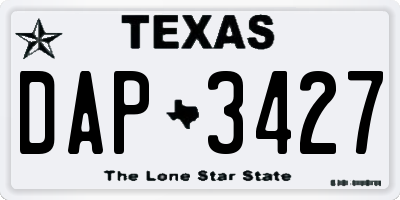 TX license plate DAP3427