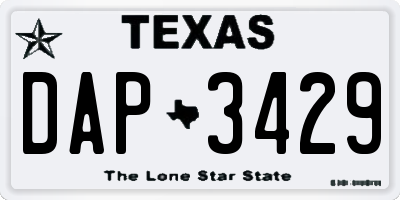 TX license plate DAP3429