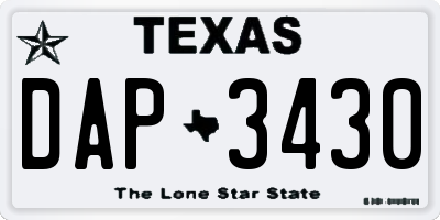TX license plate DAP3430