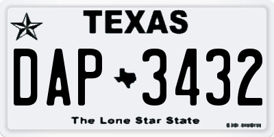 TX license plate DAP3432