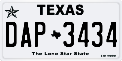 TX license plate DAP3434