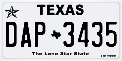 TX license plate DAP3435