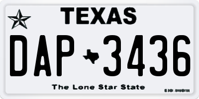 TX license plate DAP3436