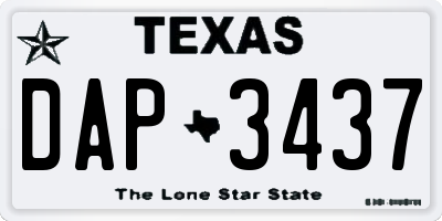 TX license plate DAP3437
