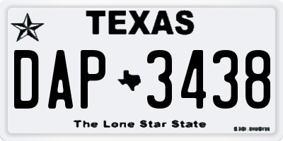 TX license plate DAP3438