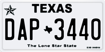 TX license plate DAP3440