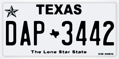 TX license plate DAP3442