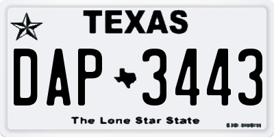 TX license plate DAP3443