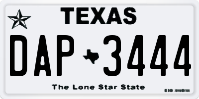 TX license plate DAP3444