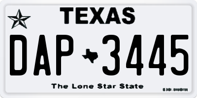 TX license plate DAP3445