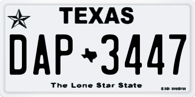 TX license plate DAP3447