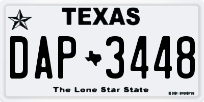 TX license plate DAP3448