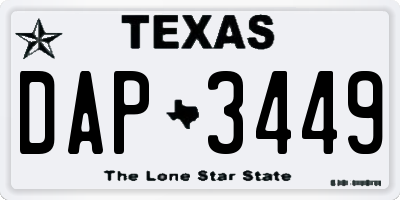 TX license plate DAP3449