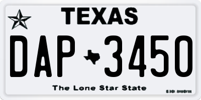 TX license plate DAP3450