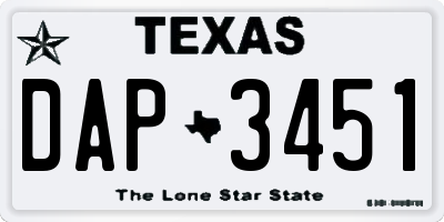 TX license plate DAP3451