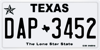 TX license plate DAP3452