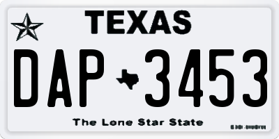 TX license plate DAP3453