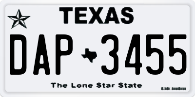 TX license plate DAP3455