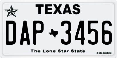 TX license plate DAP3456