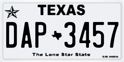 TX license plate DAP3457