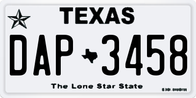 TX license plate DAP3458