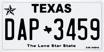 TX license plate DAP3459