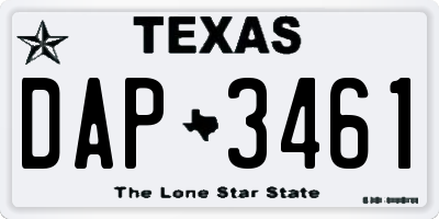 TX license plate DAP3461