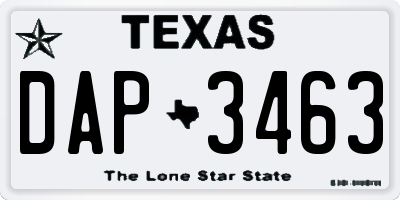 TX license plate DAP3463
