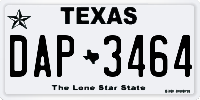 TX license plate DAP3464