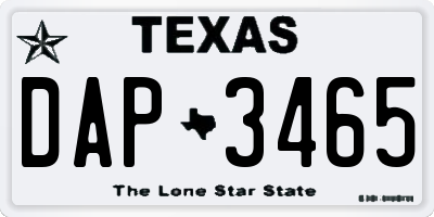 TX license plate DAP3465